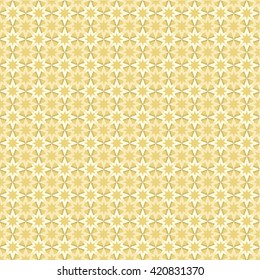Seamless pattern with yellow and light stars on tan (beige) background - endless geometry abstract texture with 3d illusion