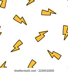 Seamless pattern with yellow lightning bolts