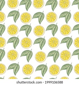 seamless pattern with yellow livonians and green leaves on transparent background