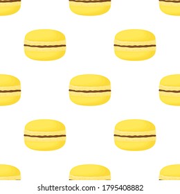 patrón transparente con cookies de macarón amarillas aisladas en fondo blanco, ilustración vectorial
