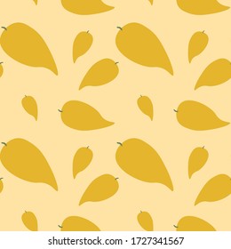  seamless pattern with yellow mango. design for fabric, cards, wrapping paper, packaging design for juice, yogurt. vector eps 10