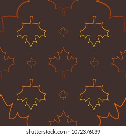 Seamless pattern with yellow and orange autumn leaves on gray background