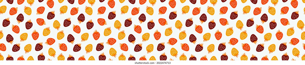 Seamless pattern with yellow, orange and brown strawberries.