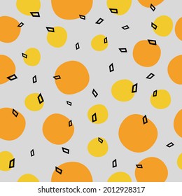 Seamless pattern with yellow and orange colour circles on gray background