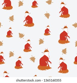 Seamless pattern with yellow with orange forest Fox print, baby fabrics