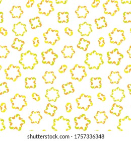 Seamless pattern with yellow, orange and light green different sizes shapes