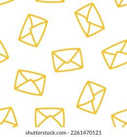 Seamless pattern with yellow outline envelope