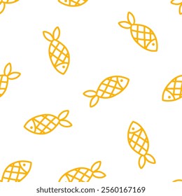 Seamless pattern with yellow outline fish