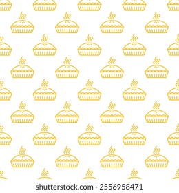 Seamless pattern with yellow outline pie
