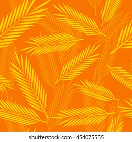Seamless pattern with yellow palm leaves