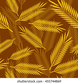 Seamless pattern with yellow palm leaves