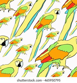 seamless pattern yellow parrot sits the Caribbean vector illustration