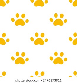 Seamless pattern with yellow paws