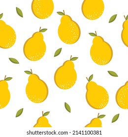 Seamless pattern with yellow pear