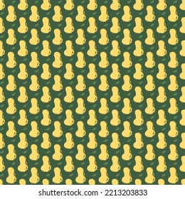 Seamless pattern with yellow pear icons. Colored pear background. Doodle vector illustration with fruits
