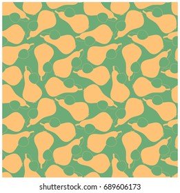 Seamless pattern with yellow pear on green stock vector illustration