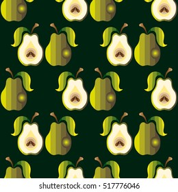 seamless pattern of yellow pear and pear slices
