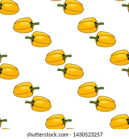 Seamless pattern with yellow peppers on white background for fabric, textile, clothes, tablecloth and other things. Vector image. 