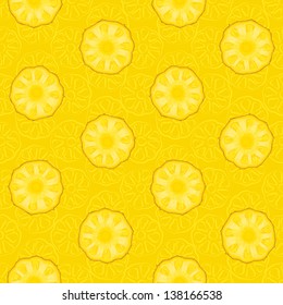 Seamless Pattern Of Yellow Pineapple Slices - Vector Illustration