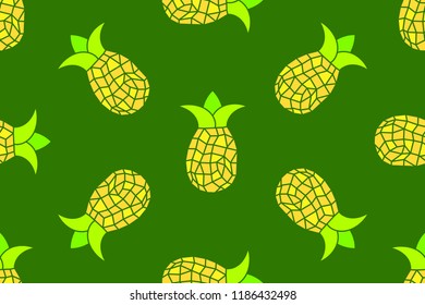 Seamless pattern of yellow pineapple seamless pattern. Vector illustration