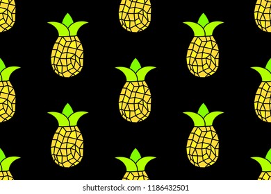 Seamless pattern of yellow pineapple seamless pattern. Vector illustration