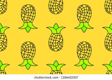 Seamless pattern of yellow pineapple seamless pattern. Vector illustration