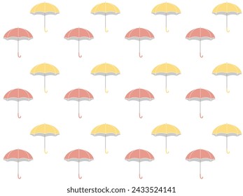 Seamless pattern of yellow and pink umbrellas.
Colorful and cute background material inspired by the rainy season.