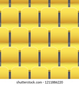 Seamless pattern of yellow plastic seats on sport arena and stadium. Vector illustration