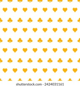 Seamless pattern with yellow playing card symbols