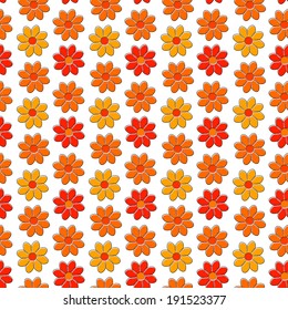 Seamless pattern with yellow and red camomiles