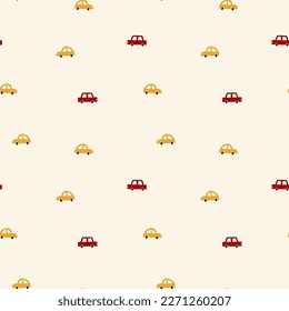 Seamless pattern with yellow and red cars