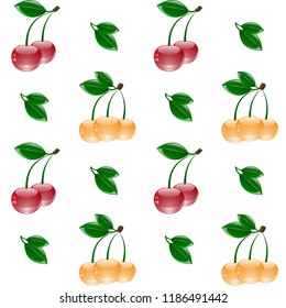 seamless pattern with yellow and red cherries