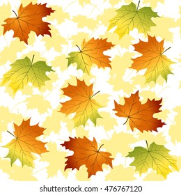 seamless pattern with yellow and red leaves on a white background
