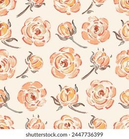 Patrón sin costuras de rosas amarillas. Flor de rosa. Flores y hojas. Fondo floral de Antiguas. Ilustración vectorial