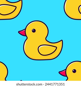 Patrón sin costuras pato de goma amarillo. Ilustración vectorial.