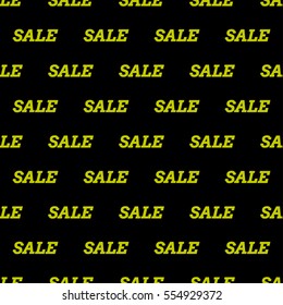Seamless pattern with yellow sale text on a black background