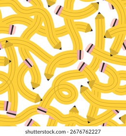 Modelo inconsútil con el lápiz amarillo de la escuela, para los textiles, las postales, los volantes, las Plantillas, las invitaciones y los anuncios escolares