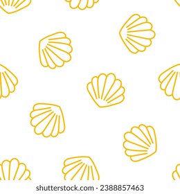 Seamless pattern with yellow seashell