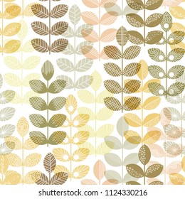seamless pattern with yellow simple geometric leaves