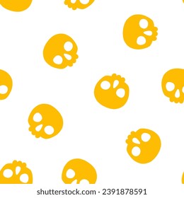 Seamless pattern with yellow skull