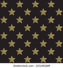 patrón transparente amarillo línea estrella doodle dibujando abstracto con fondo negro