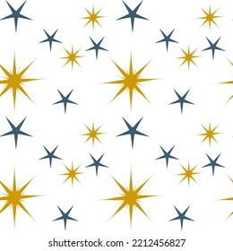 seamless pattern of yellow stars and blue starsNew Year and Christmas background. print for fabric and wrapping paper