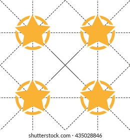 Seamless pattern with yellow stars and dotted lines
