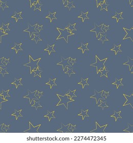 seamless pattern yellow stars line on dark background