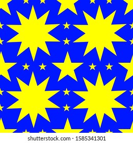 Seamless pattern with yellow stars on a blue background. Vector