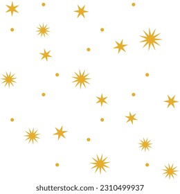 Seamless pattern with yellow stars on white background