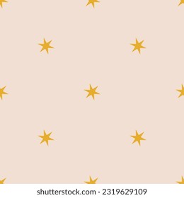 Patrón sin foco con estrellas amarillas sobre fondo rosa claro