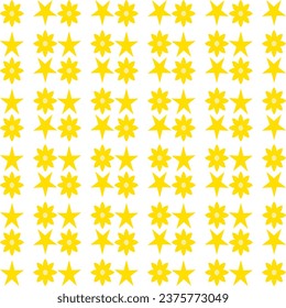 Seamless pattern with yellow stars on white background. 