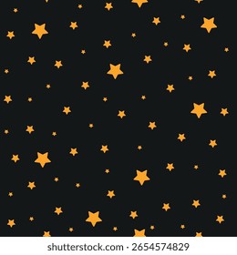 Patrón sin fisuras con estrellas amarillas sobre fondo negro