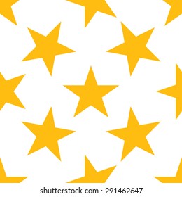 Seamless pattern with yellow stars on white background. Vector illustration.